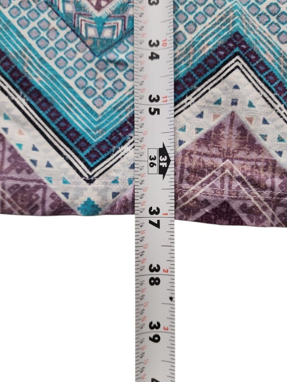 Chevron Wide Leg Palazzo Pants Teal Purple Boho Flowy Sz L | Resort Vacation Bea - Picture 7 of 13